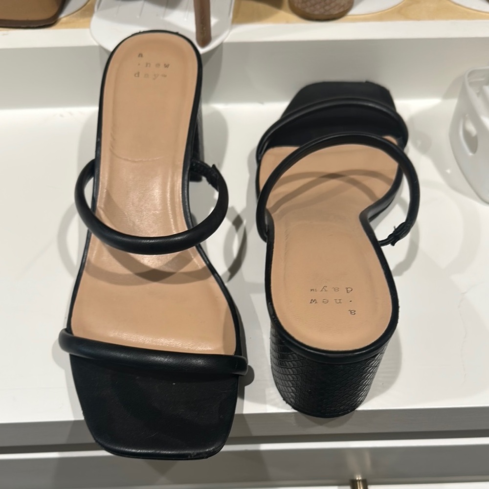 A New Day Black Heels with Sleek Straps